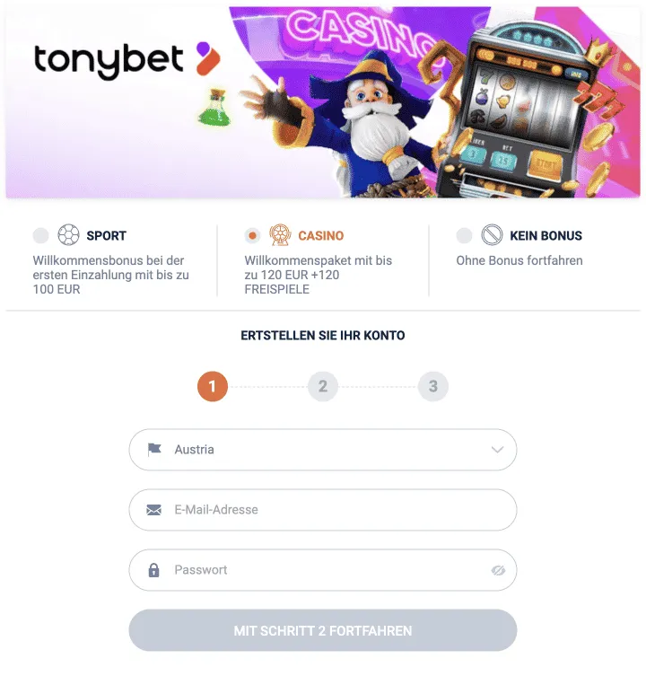 tonybet registrieren