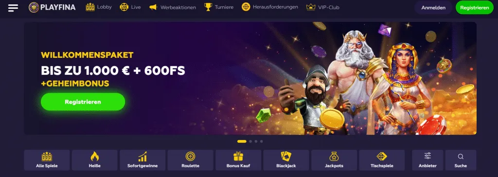 Playfina Casino Lobby 1024X364