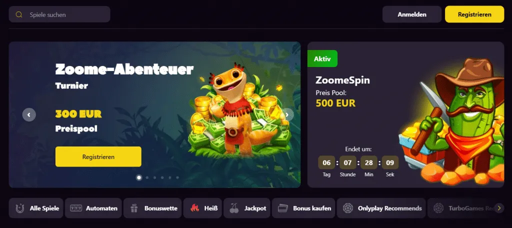 Zoome Casino Lobby 1024X456