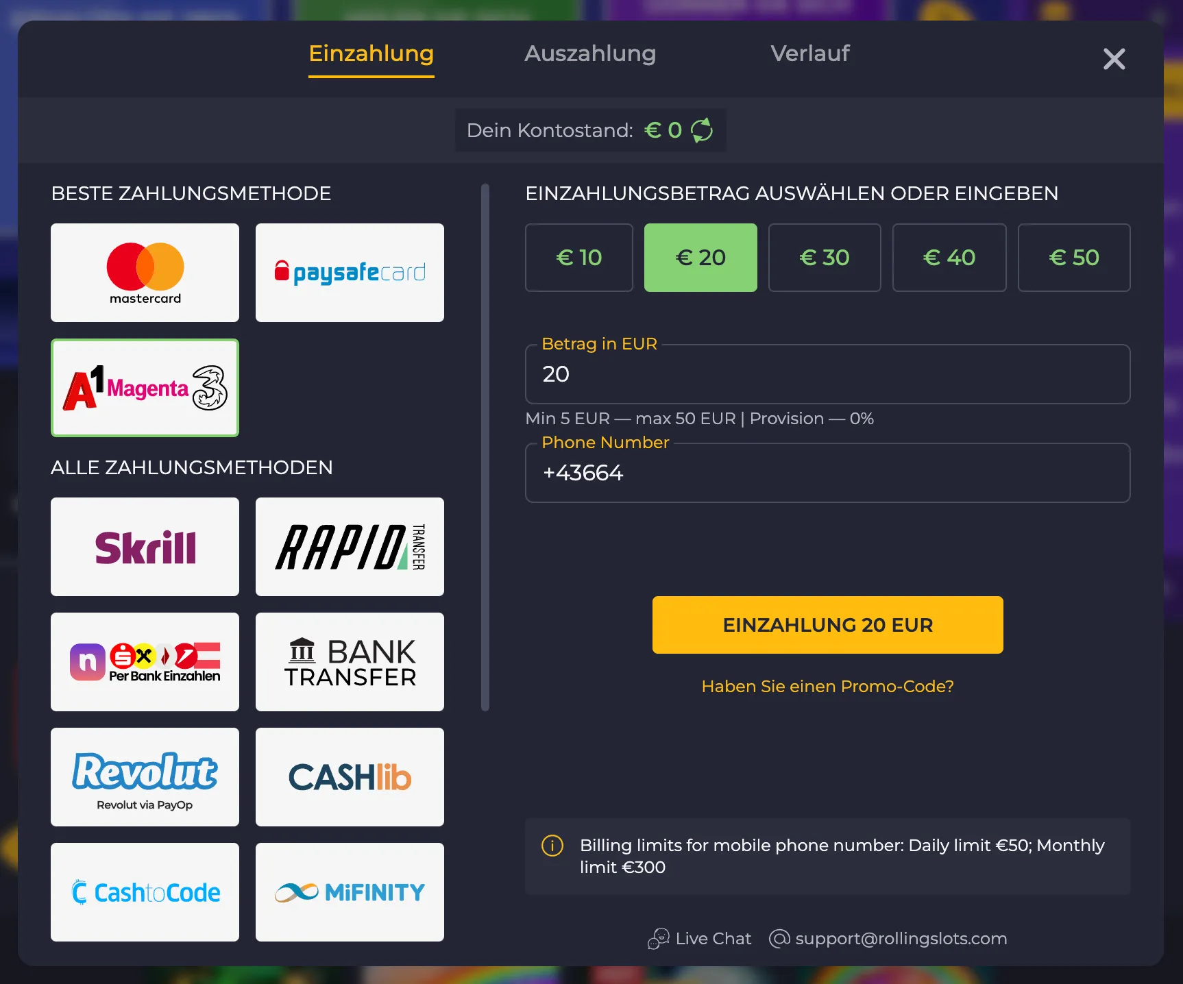 einzahlung online casino