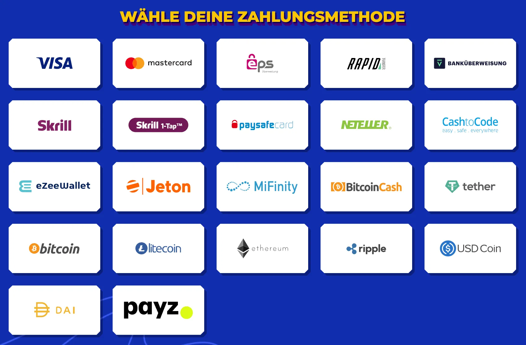 Sichere Zahlungsmethoden für Ein- und Auszahlung