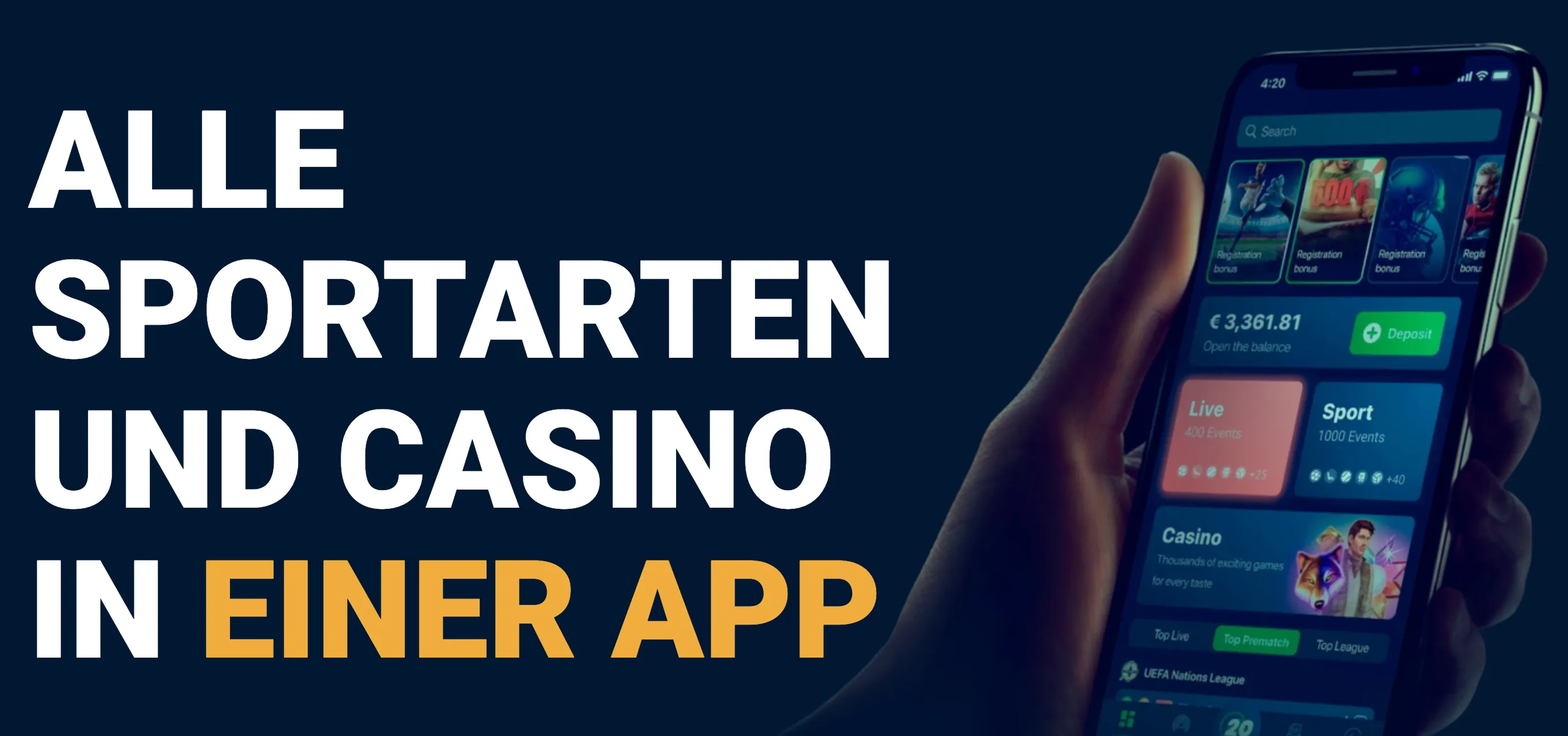 Sportarten und Casiino App