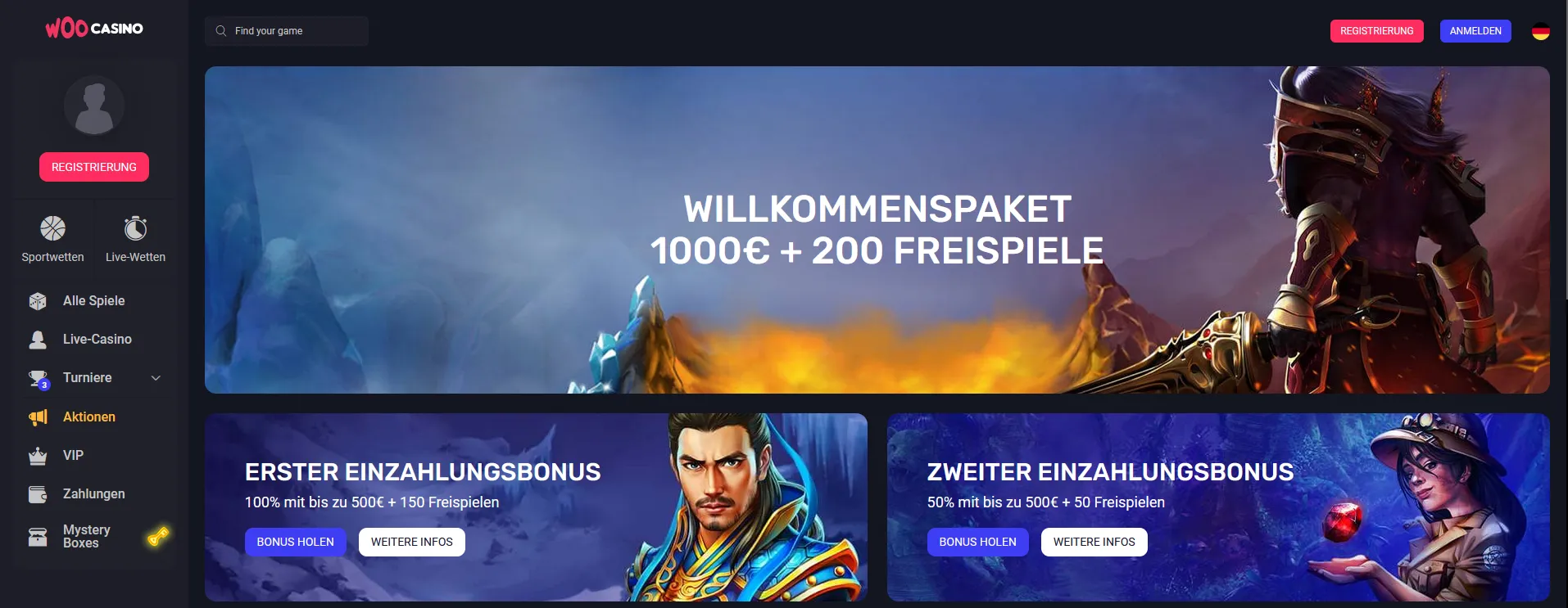 Woo Casino Willkommenspaket
