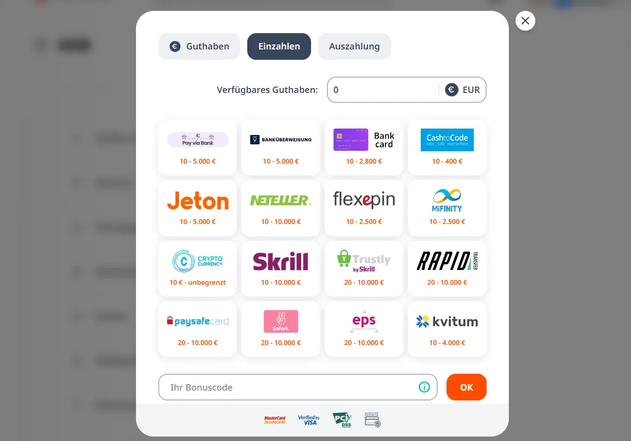 Einzahlung im Monro Casino mit Trustly