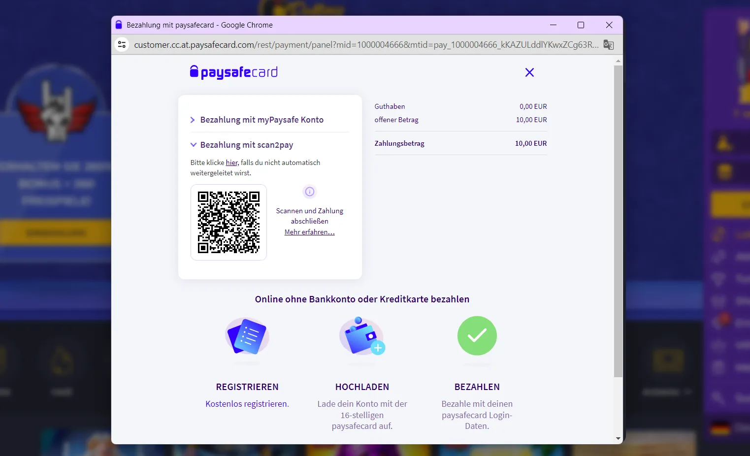 Paysafecard Zahlungmetchoden