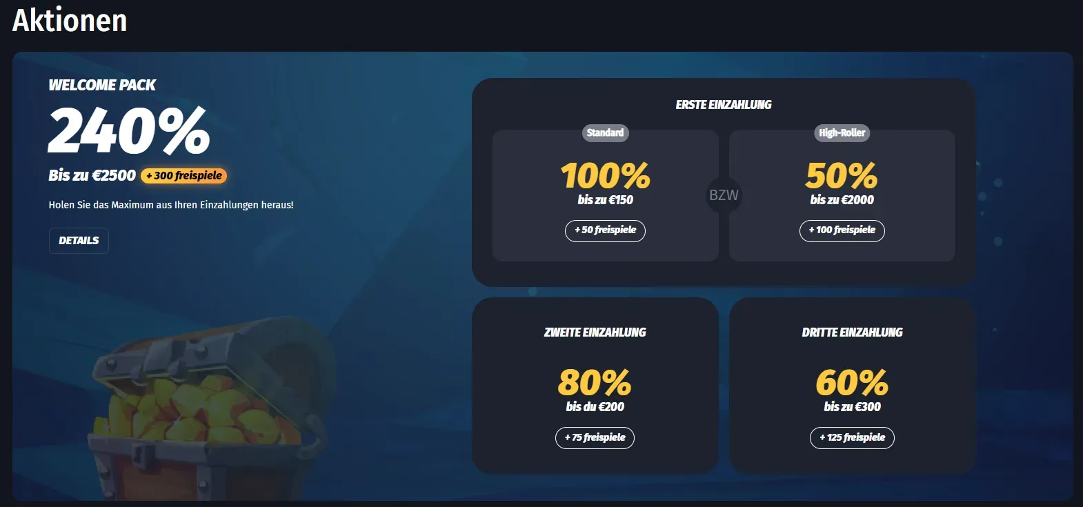 Willkommenspaket winshark casino