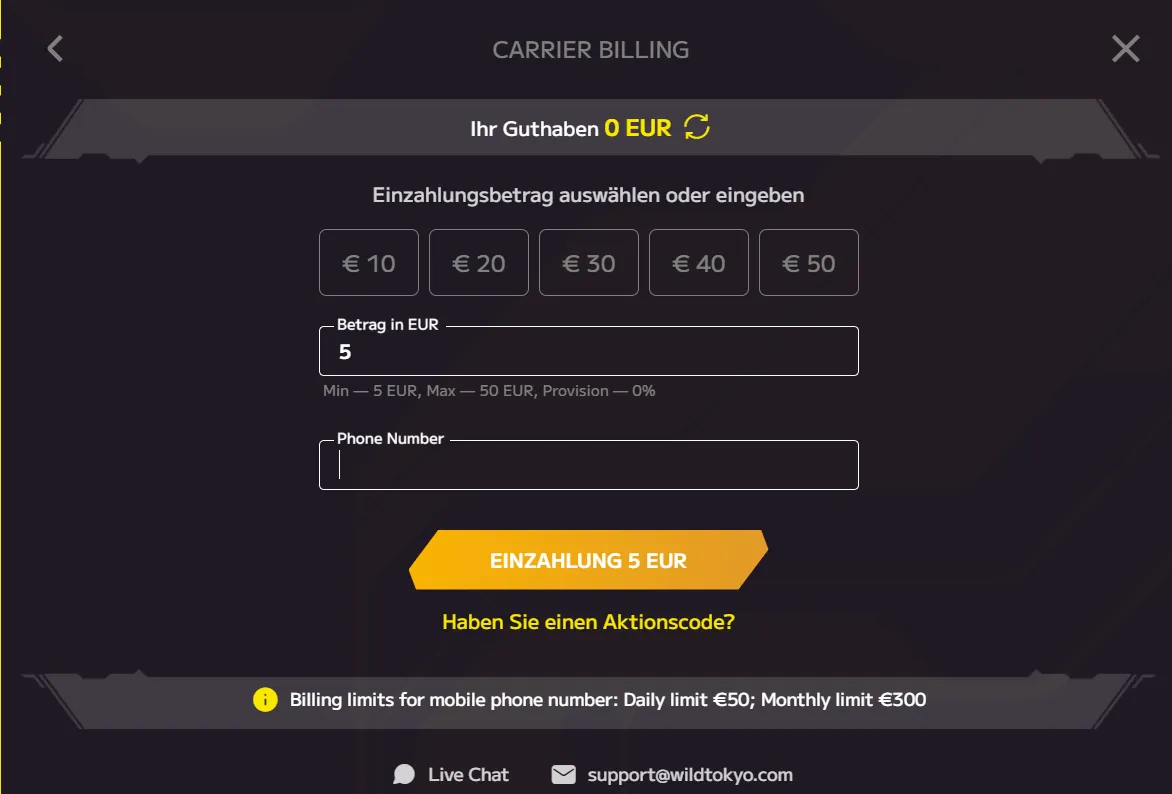 Wild Tokyo Casino mit Magenta Einzahlung