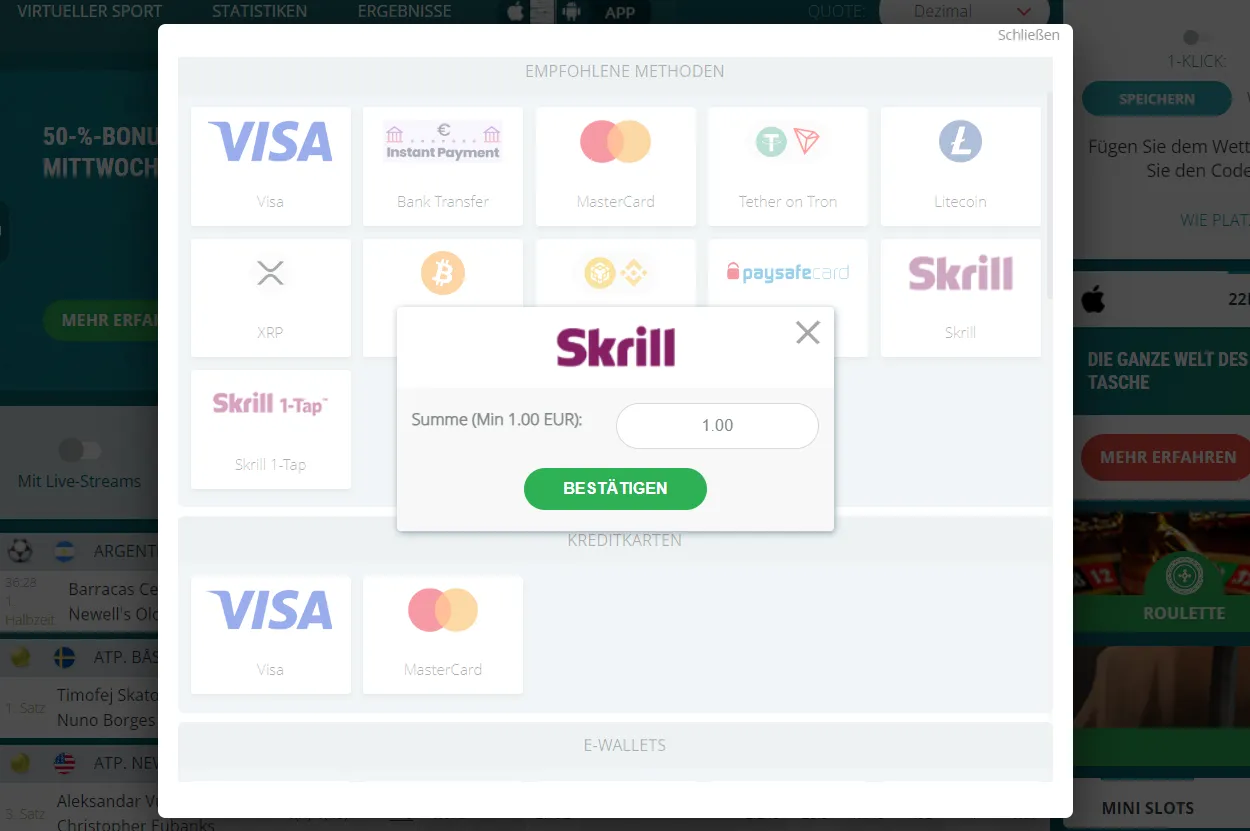 22Bet Online Casino 1 Euro Einzahlung