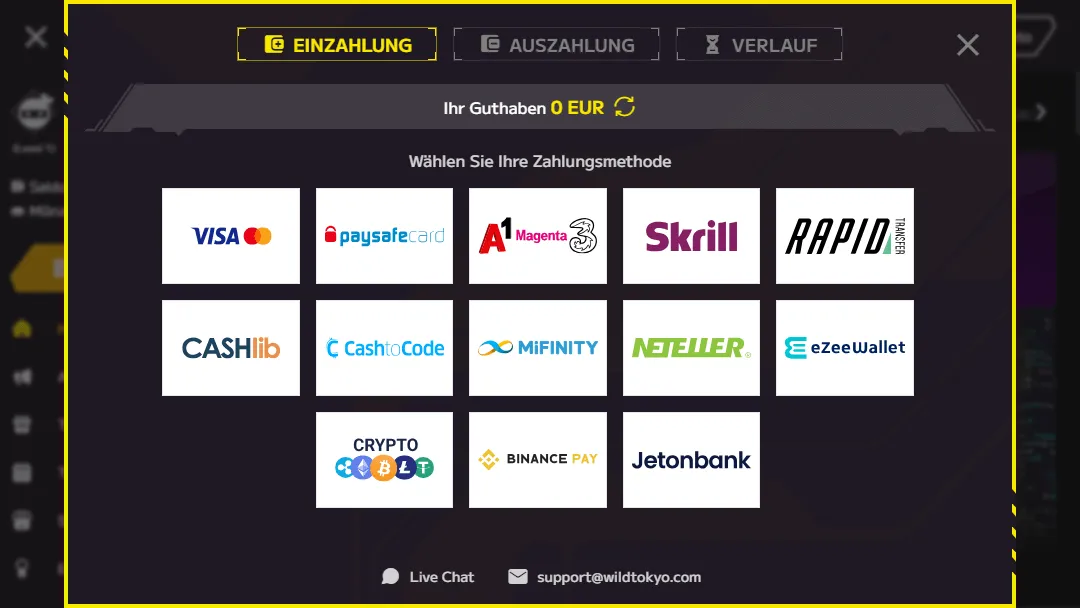 Wild Tokyo Einzahlungsmöglichkeiten