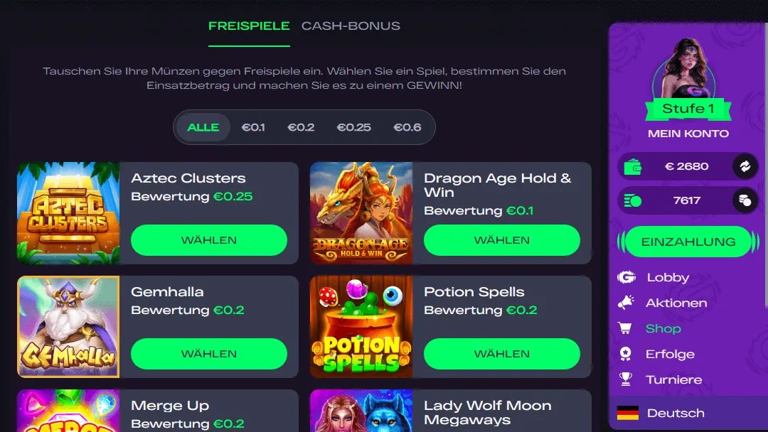 Slots mit Freispins zum Kauf verfügbar