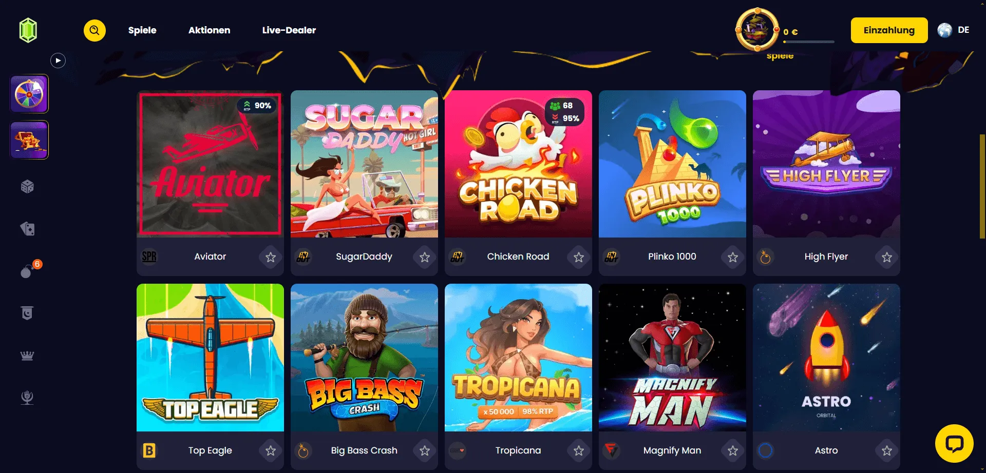 Crash Games im Slotsgem-Katalog