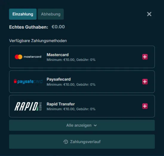 Betalice Casino Zahlungsmethoden