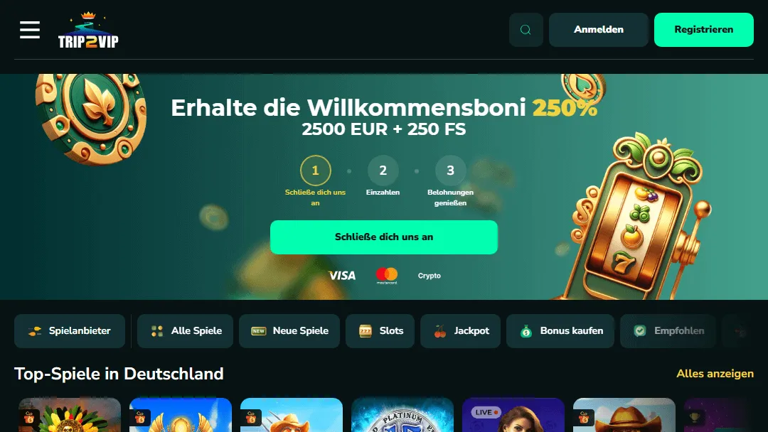 Trip2VIP Casino Willkommensbonus-Banner