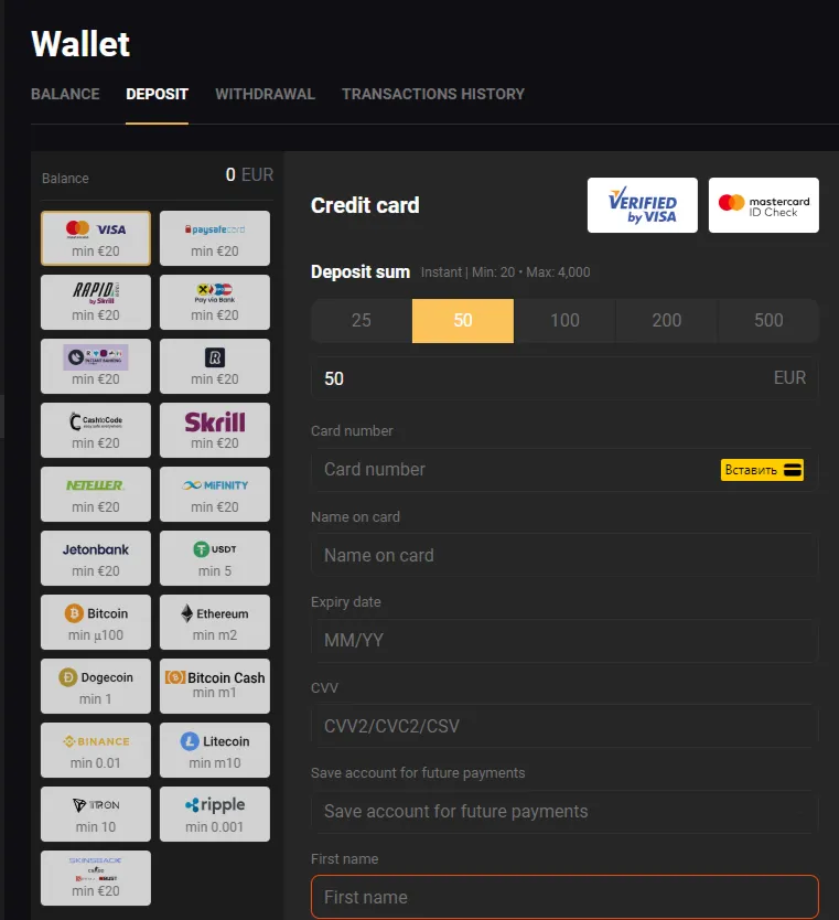 Fortune Play Casino Zahlungsmethoden