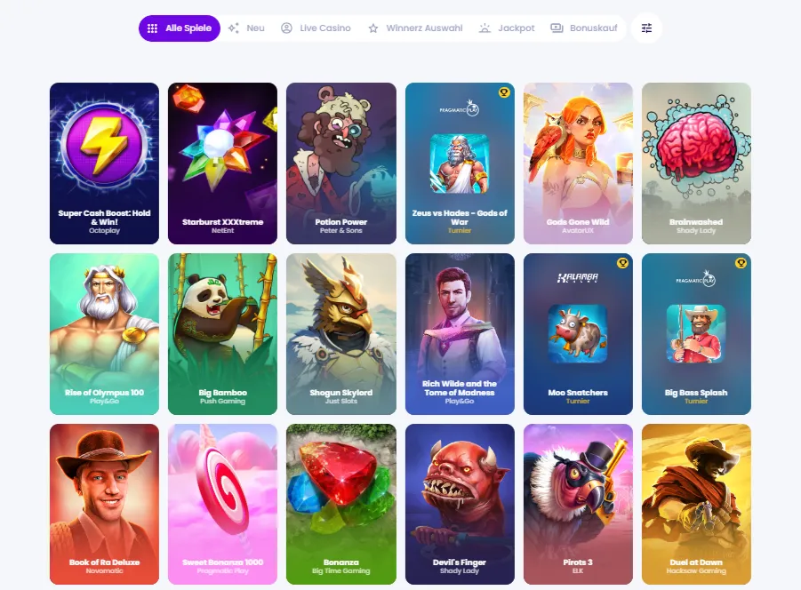 Winnerz Casino Spieleauswahl
