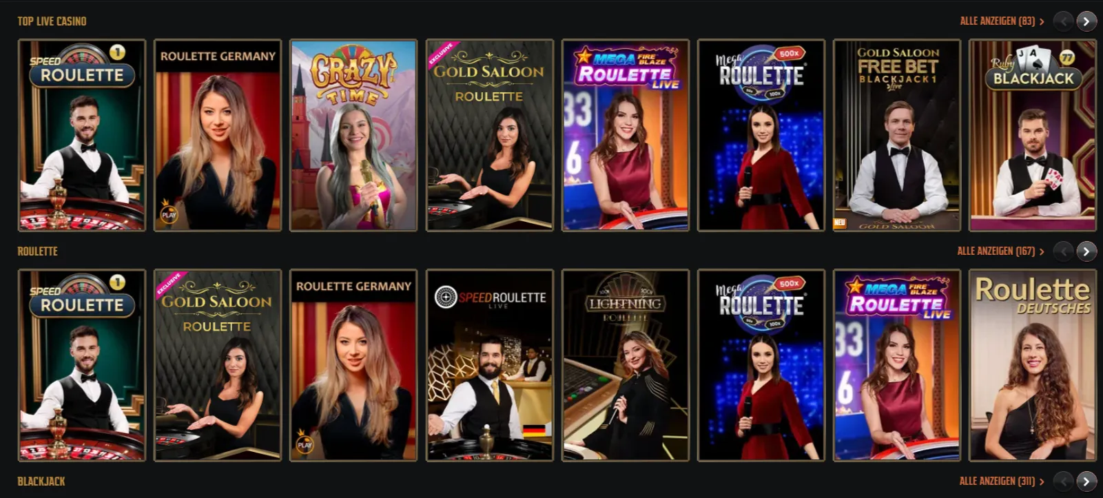 Gransino Live Casino Spiele