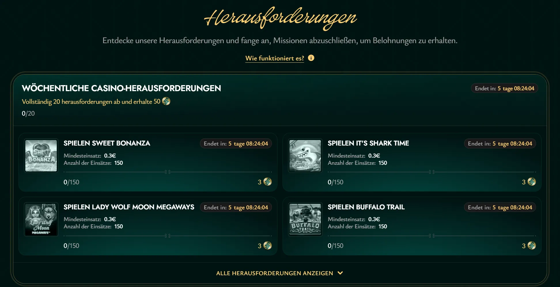 Cashed Online Casino Aufgaben