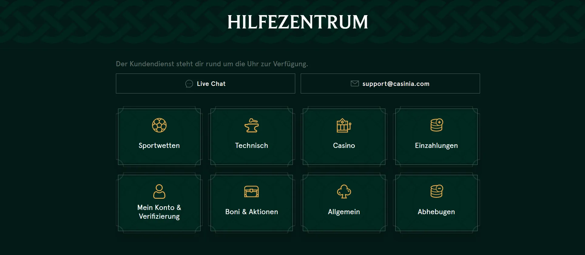 Casinia Online Casino Kundenservice